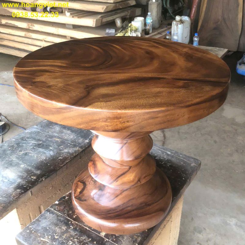 Bàn trà sofa tròn gỗ me tây Bàn trà sofa tròn gỗ me tây