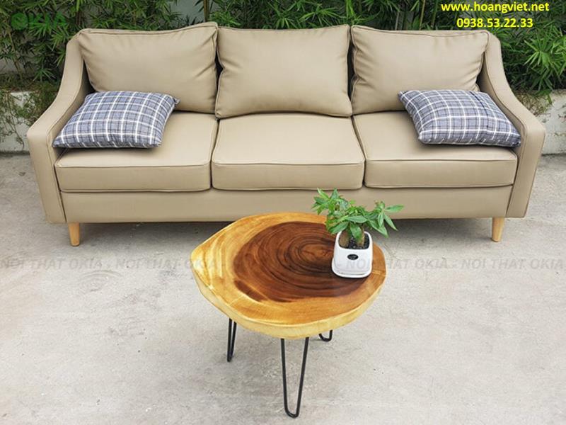 Bàn trà sofa tròn gỗ me tây chân sắt hairpin Bàn trà sofa tròn gỗ me tây chân sắt hairpin