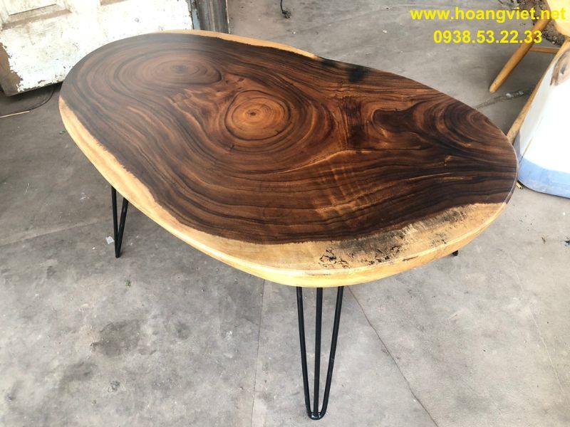 Bàn trà sofa tròn gỗ me tây nguyên tấm Bàn trà sofa tròn gỗ me tây nguyên tấm
