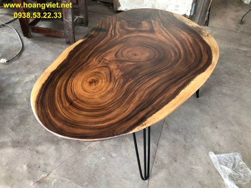 Bàn trà sofa tròn gỗ me tây nguyên tấm Bàn trà sofa tròn gỗ me tây nguyên tấm