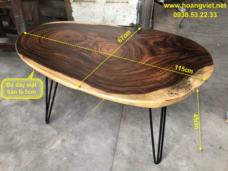 Bàn trà sofa tròn gỗ me tây nguyên tấm Bàn trà sofa tròn gỗ me tây nguyên tấm