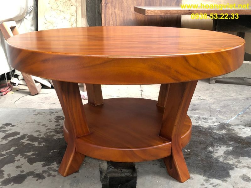 Bàn trà tròn 2 tầng gỗ me tây Bàn trà tròn 2 tầng gỗ me tây