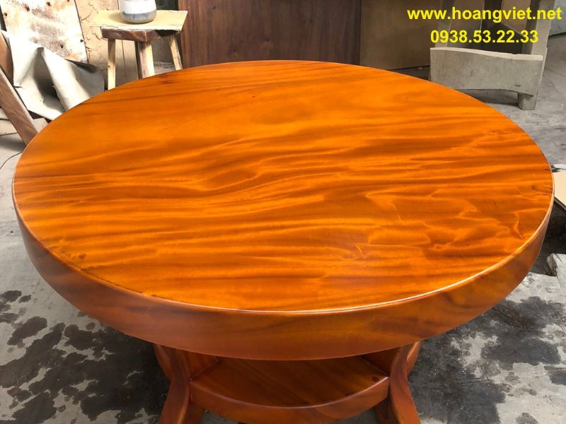 Bàn trà tròn 2 tầng gỗ me tây Bàn trà tròn 2 tầng gỗ me tây
