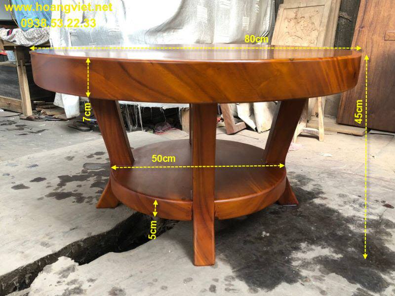 Kích thước bàn trà tròn 2 tầng gỗ me tây Kích thước bàn trà tròn 2 tầng gỗ me tây
