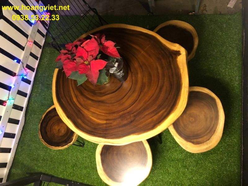 Bàn trà tròn gỗ me tây Bàn trà tròn gỗ me tây
