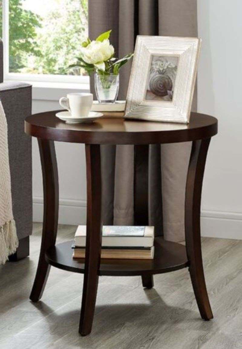 Bàn trà tròn gỗ me tay 2 tầng Bàn trà tròn gỗ me tay 2 tầng