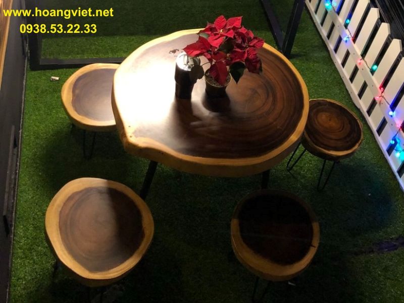 Bàn trà tròn gỗ me tây Bàn trà tròn gỗ me tây