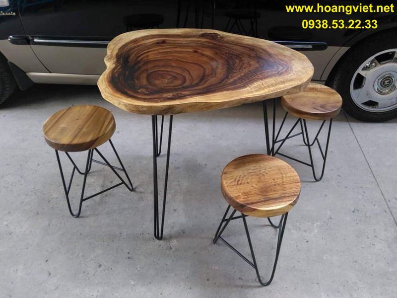 Bàn trà tròn gỗ me tây chân sắt Bàn trà tròn gỗ me tây chân sắt