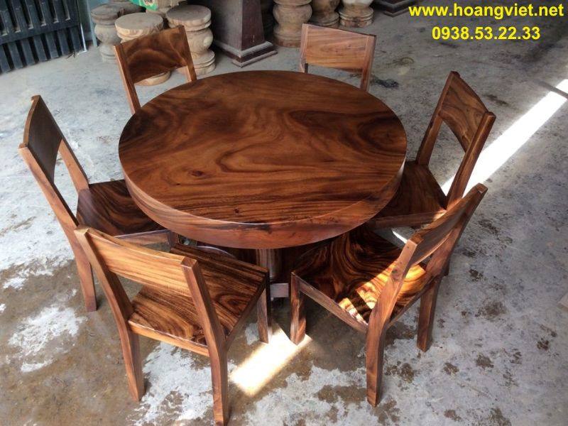 Bàn tròn ăn cơm gỗ me tây nguyên khối đường kính 1m2 Bàn tròn ăn cơm gỗ me tây nguyên khối đường kính 1m2