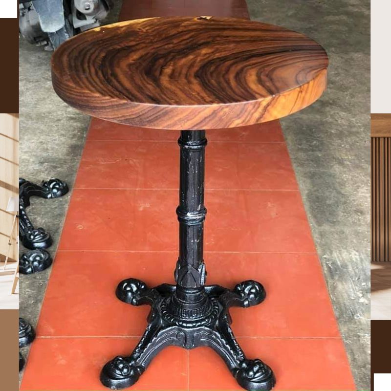 Bàn tròn cafe gỗ me tây chân sắt Bàn tròn cafe gỗ me tây chân sắt