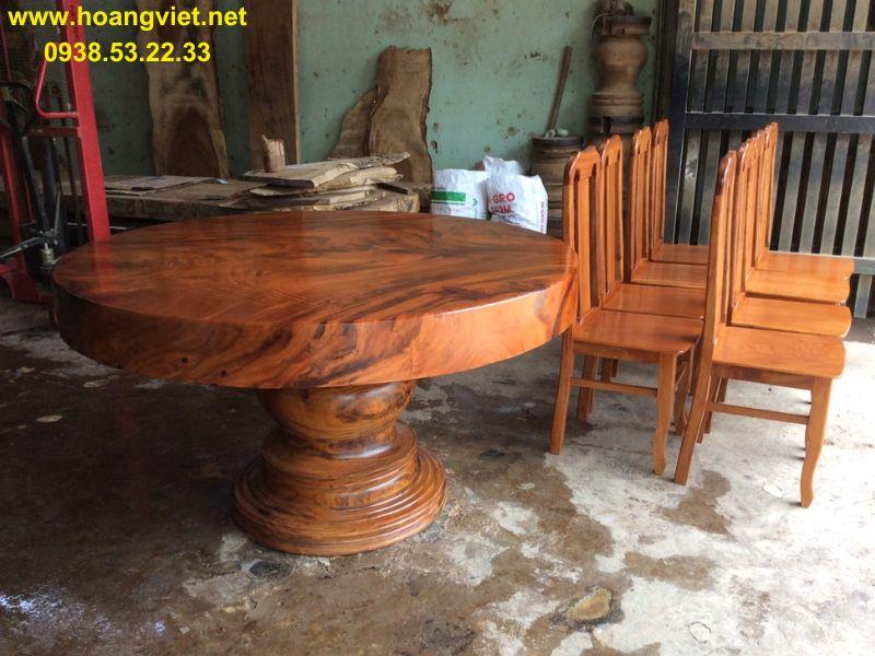 Bàn tròn gỗ me tây nguyên tấm cao cấp Bàn tròn gỗ me tây nguyên tấm cao cấp