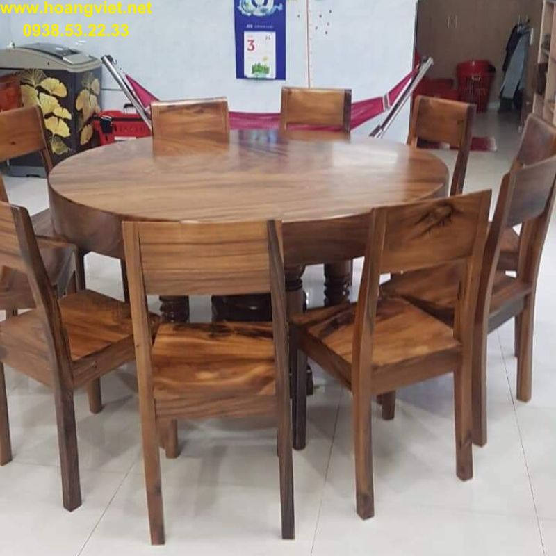 Bàn tròn gỗ me tây nguyên khối phòng khách Bàn tròn gỗ me tây nguyên khối phòng khách