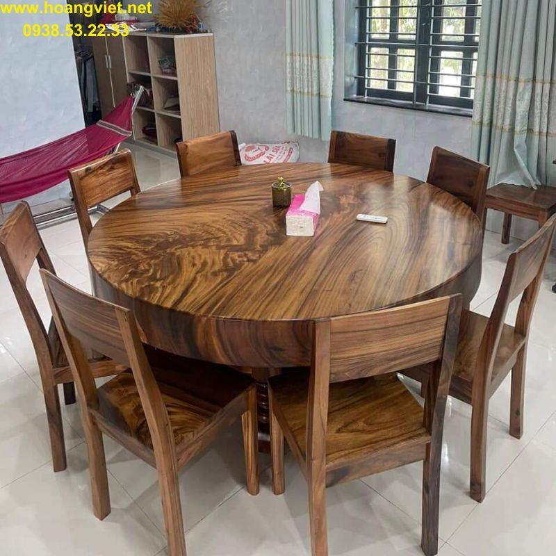 Bàn tròn gỗ me tây nguyên khối phòng khách Bàn tròn gỗ me tây nguyên khối phòng khách
