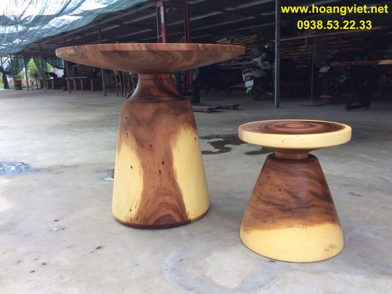 Bàn tròn uống trà gỗ me tây nguyên khối Bàn tròn uống trà gỗ me tây nguyên khối
