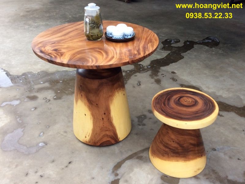 Bàn tròn uống trà gỗ me tây nguyên khối Bàn tròn uống trà gỗ me tây nguyên khối