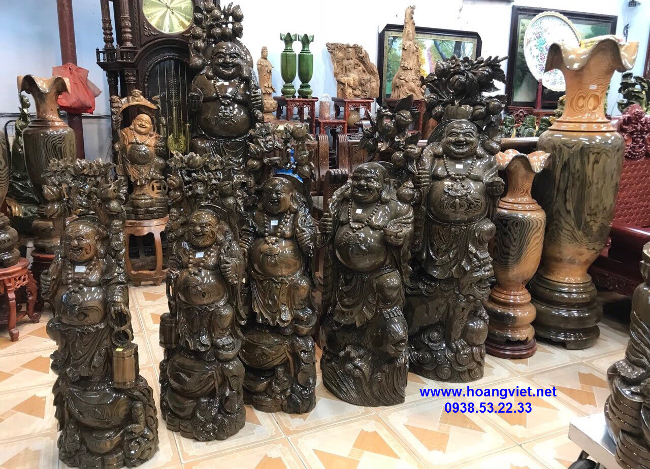 Tượng phật di lạc đứng cá, lân, tiền Tượng phật di lạc đứng cá, lân, tiền