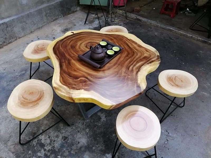 Bàn uống trà tròn bằng gỗ Bàn uống trà tròn bằng gỗ
