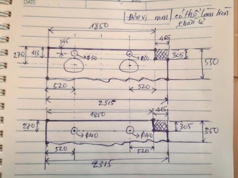 Kích thước mặt gỗ me tây đặt lavabo Kích thước mặt gỗ me tây đặt lavabo
