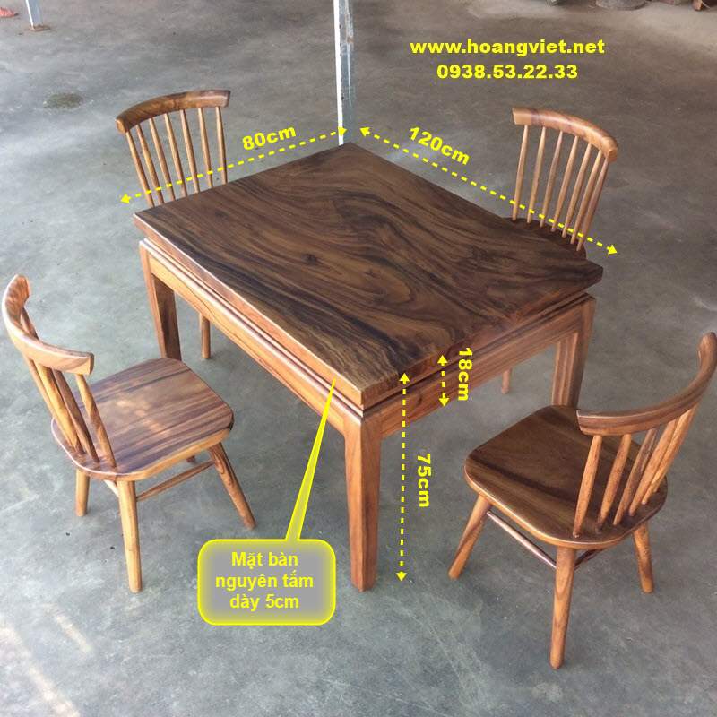 Bộ bàn ăn 4 ghế gỗ me tây Bộ bàn ăn 4 ghế gỗ me tây