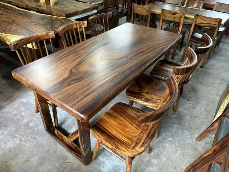 Bàn ăn 6 ghế gỗ me tây nguyên tấm Bàn ăn 6 ghế gỗ me tây nguyên tấm