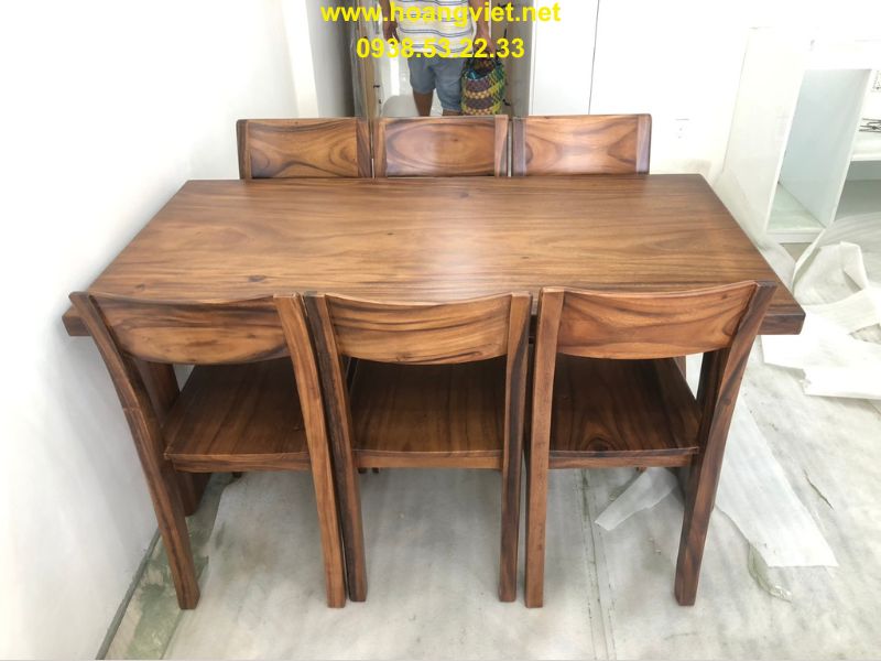 Bộ bàn ăn 6 ghếgỗ me tây nguyên tấm Bộ bàn ăn 6 ghếgỗ me tây nguyên tấm