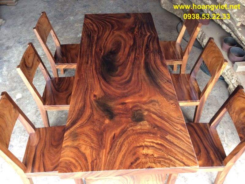 Bộ bàn ăn 6 ghế gỗ tự nhiên me tây nguyên tấm Bộ bàn ăn 6 ghế gỗ tự nhiên me tây nguyên tấm