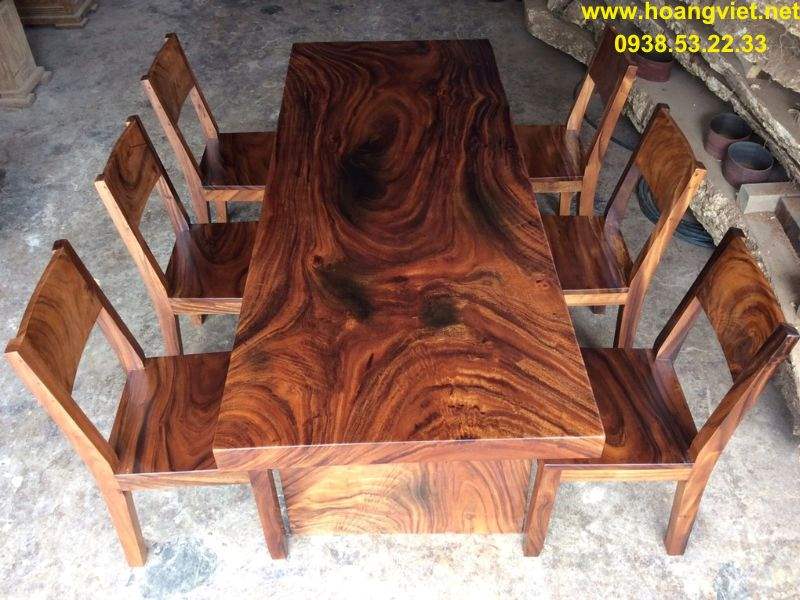 Bộ bàn ăn 6 ghế gỗ tự nhiên me tây nguyên tấm Bộ bàn ăn 6 ghế gỗ tự nhiên me tây nguyên tấm