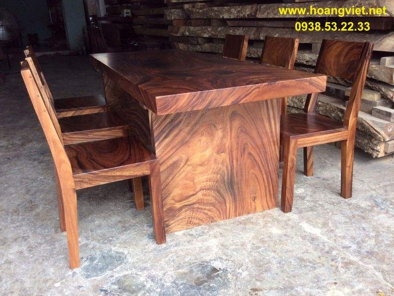 Bộ bàn ăn 6 ghế gỗ tự nhiên me tây nguyên tấm Bộ bàn ăn 6 ghế gỗ tự nhiên me tây nguyên tấm