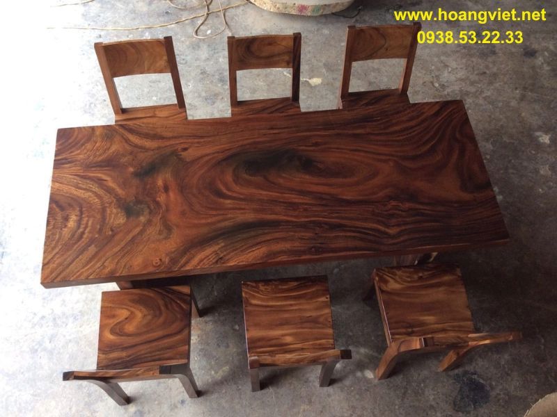 Bộ bàn ăn 6 ghế gỗ tự nhiên me tây nguyên tấm Bộ bàn ăn 6 ghế gỗ tự nhiên me tây nguyên tấm