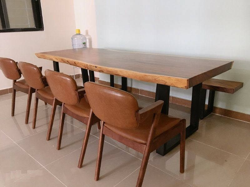Bộ bàn ăn ghế băng dài 8 người bằng gỗ me tây  Bộ bàn ăn ghế băng dài 8 người bằng gỗ me tây