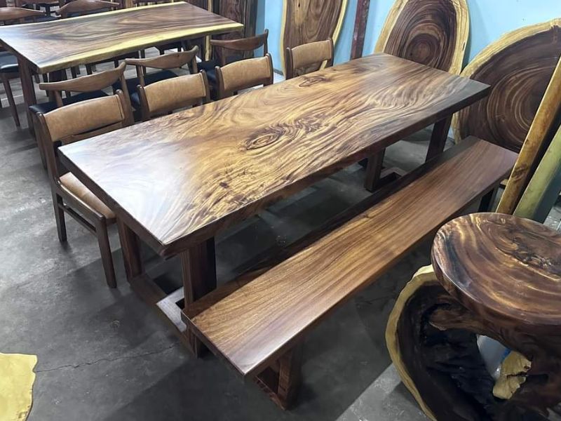 Bàn ăn ghế dài gỗ me tây 8 người Bàn ăn ghế dài gỗ me tây 8 người