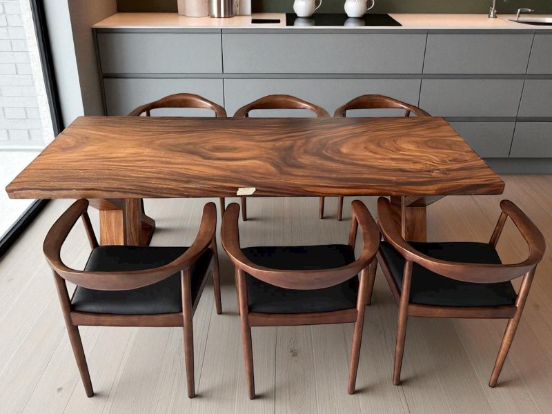 Bộ bàn ăn gỗ me tây 6 ghế Kennedy Bộ bàn ăn gỗ me tây 6 ghế Kennedy