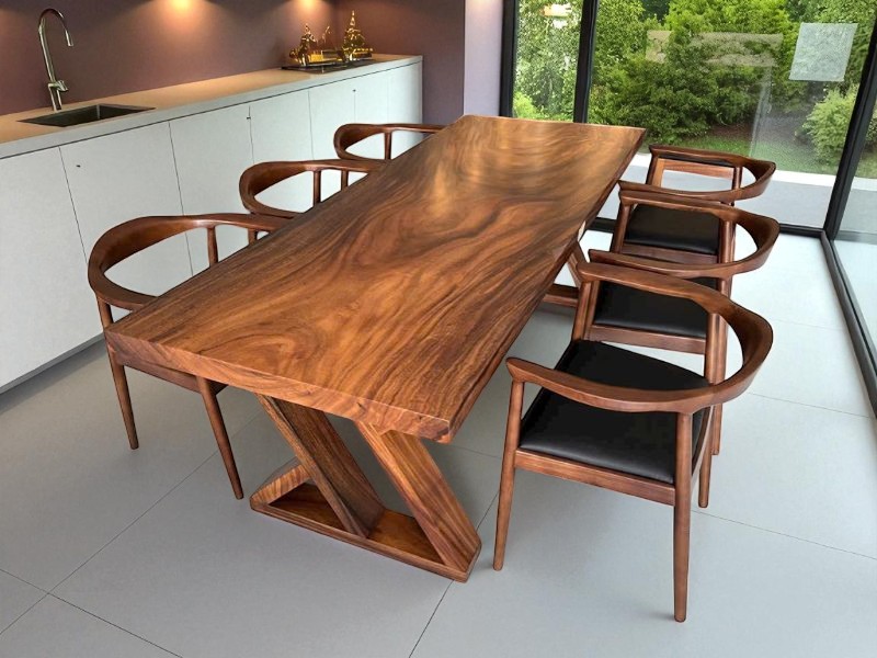 Bộ bàn ăn gỗ me tây 6 ghế Kennedy Bộ bàn ăn gỗ me tây 6 ghế Kennedy