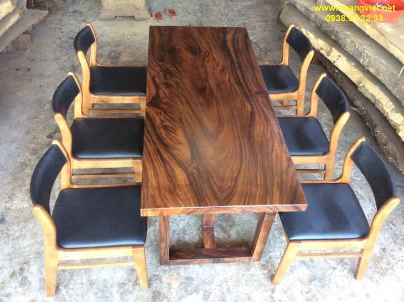 Bàn ăn gỗ tự nhiên me tây kết hợp 6 ghế bella Bàn ăn gỗ tự nhiên me tây kết hợp 6 ghế bella