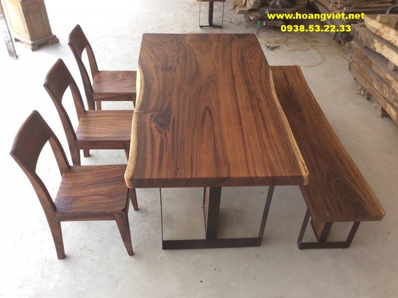 Bộ bàn ghế ăn gỗ me tây chân sắt Bộ bàn ghế ăn gỗ me tây chân sắt
