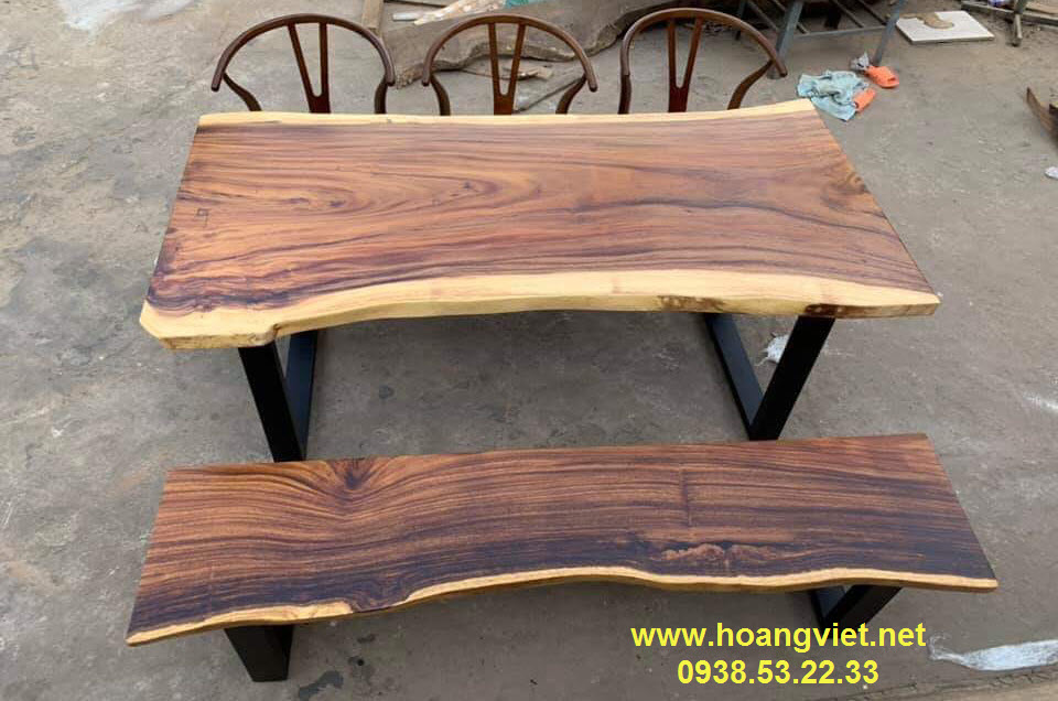 Bộ bàn gỗ còng 1 băng + 3 ghế Bộ bàn gỗ còng 1 băng + 3 ghế
