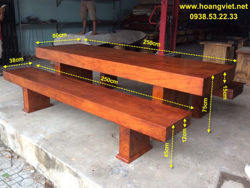 Bộ bàn ghế gỗ me tây nguyên khối k3 Bộ bàn ghế gỗ me tây nguyên khối k3