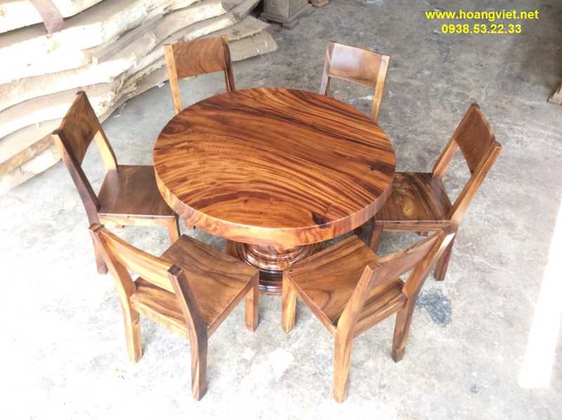 Bộ bàn tròn gỗ nguyên khối 6 ghế me tây Bộ bàn tròn gỗ nguyên khối 6 ghế me tây