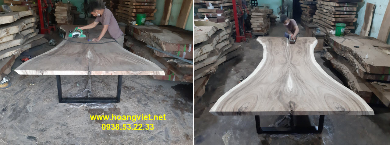 Quá trình làm phẳng và nhẵn bàn gỗ me tây Quá trình làm phẳng và nhẵn bàn gỗ me tây