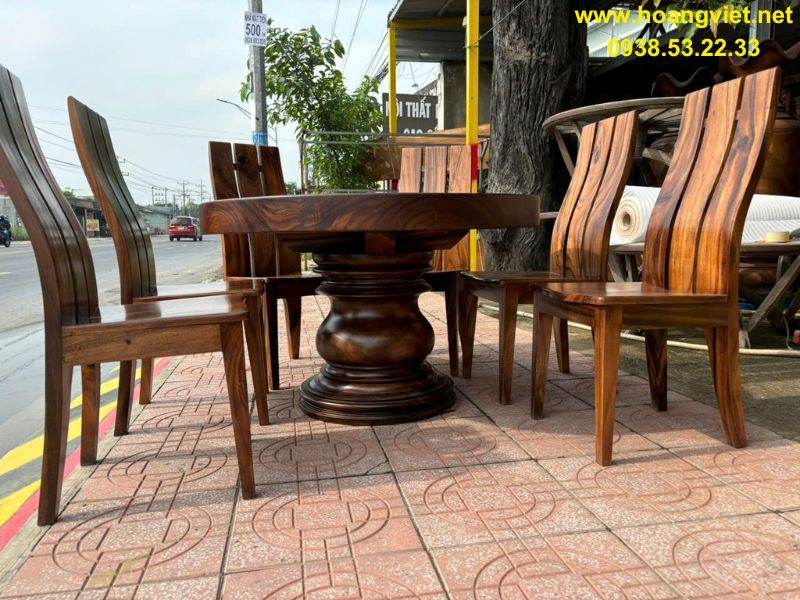 Chân bàn ăn tròn 1 trụ gỗ me tây Chân bàn ăn tròn 1 trụ gỗ me tây