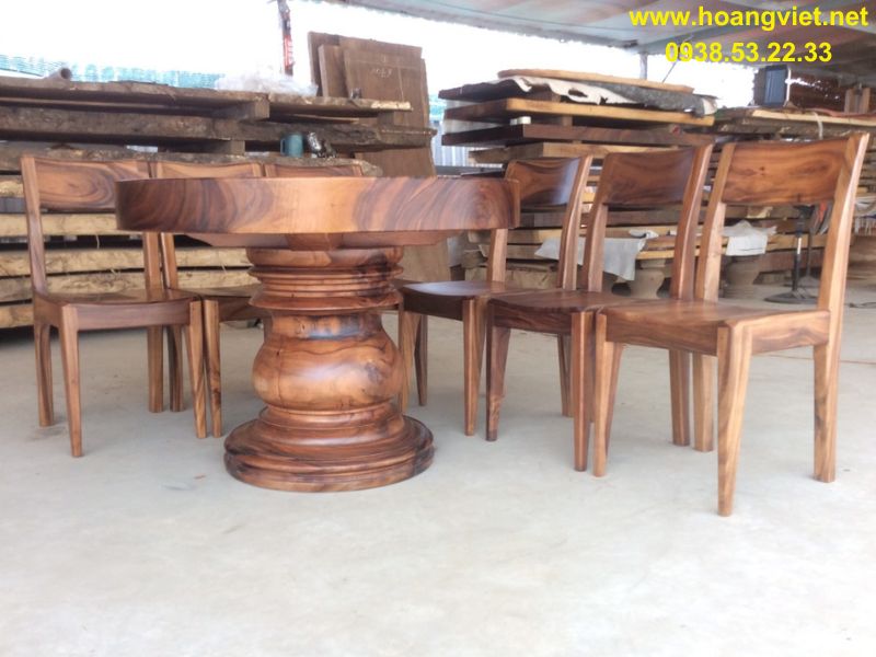 Chân bàn ăn tròn gỗ me tây 1 trụ Chân bàn ăn tròn gỗ me tây 1 trụ