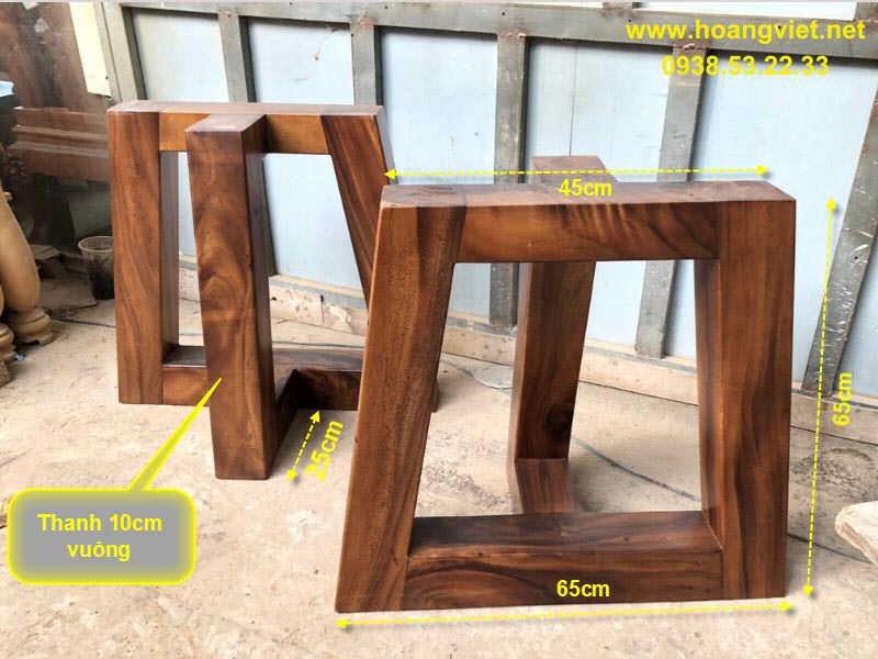 Kích thước chân bàn gỗ me tây chữ T dạng hình thang Kích thước chân bàn gỗ me tây chữ T dạng hình thang