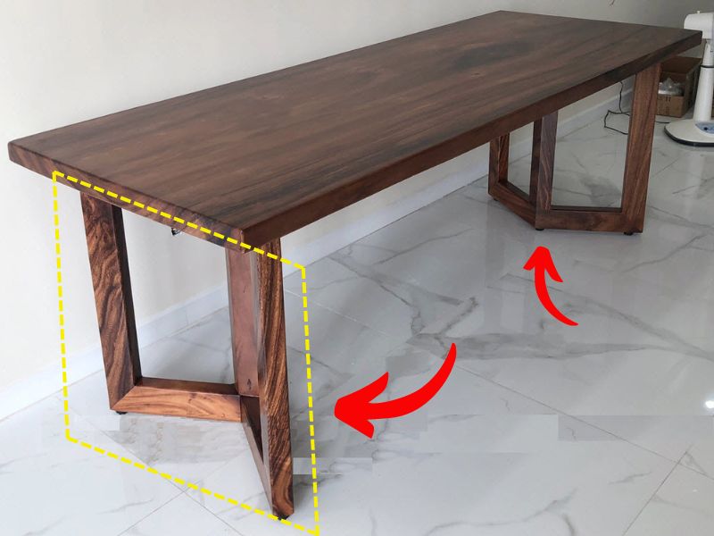 Chân bàn gỗ me tây chữ V Chân bàn gỗ me tây chữ V