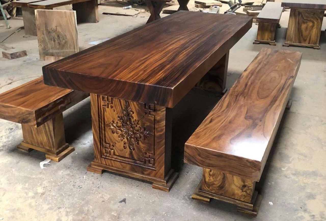 Chân bàn gỗ nguyên khối đẹp