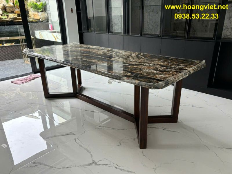 Chân bàn gỗ tự nhiên me tây kết họp mặt bàn đá Chân bàn gỗ tự nhiên me tây kết họp mặt bàn đá