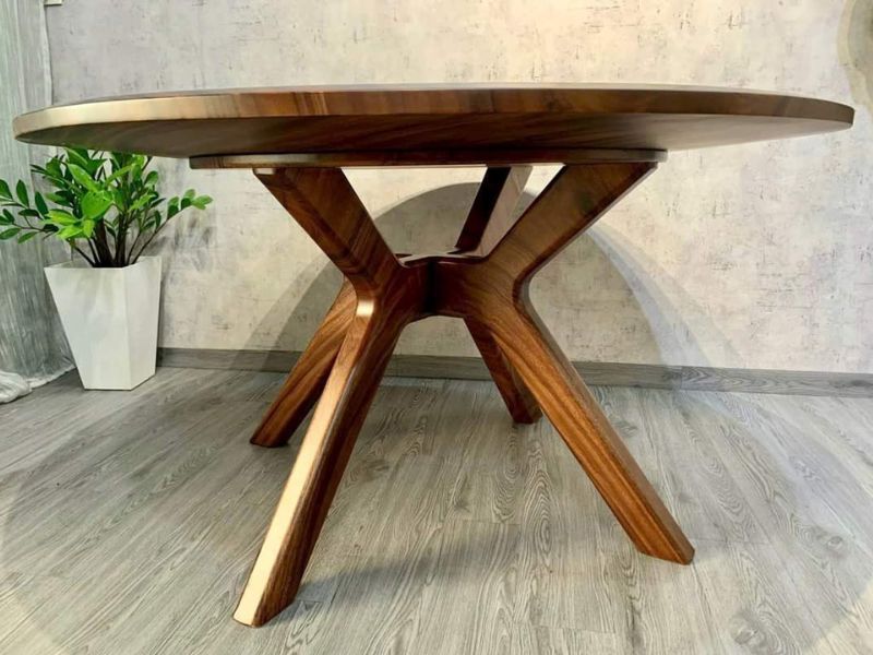 Chân bàn tròn gỗ me tây nghệ thuật Chân bàn tròn gỗ me tây nghệ thuật