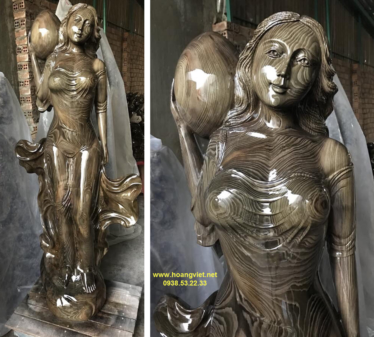 Cô gái làm bằng gỗ thủy tùng xanh Daklak Cô gái làm bằng gỗ thủy tùng xanh Daklak