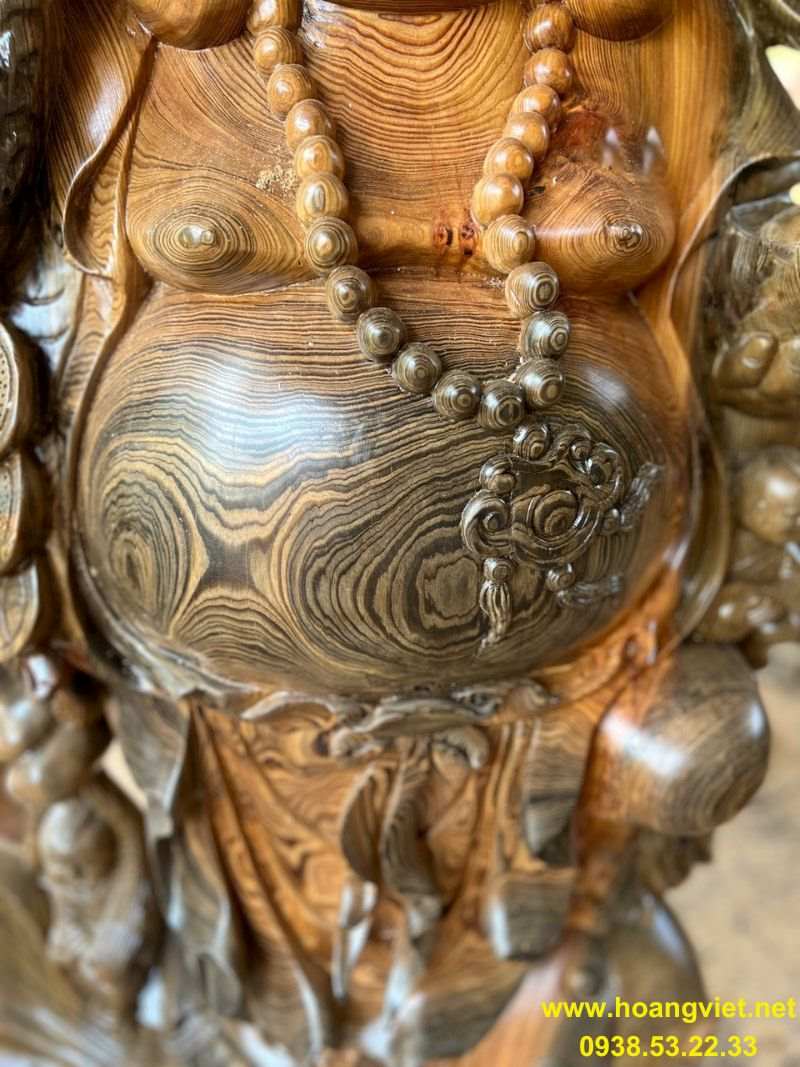 Phật di lặc cưỡi cá chép gỗ thủy tùng cao 1m97 Phật di lặc cưỡi cá chép gỗ thủy tùng cao 1m97