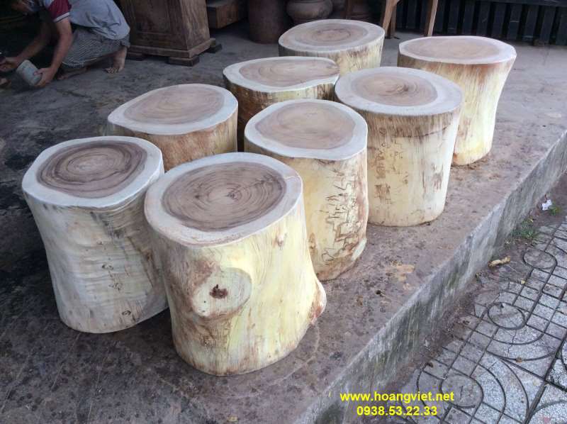 Đôn gỗ me tây nguyên khối tròn tự nhiên chưa sơn Đôn gỗ me tây nguyên khối tròn tự nhiên chưa sơn
