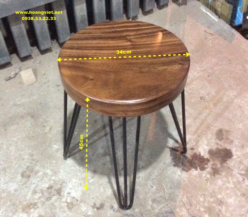 Đôn gỗ me tây tròn chân sắt Đôn gỗ me tây tròn chân sắt